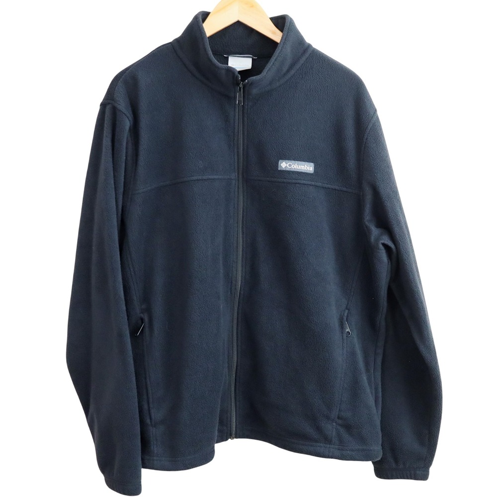 Columbia Fleece Jacket Mens XL Black Full Zip Mock Neck XM6354 Outdoor Soft - Picture 1 of 11